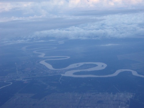 Bird View of Kuala Lumpur On 04 Jan 2011, 7:30am on the airplane. 1800ft above sea level. I took this river flow water.