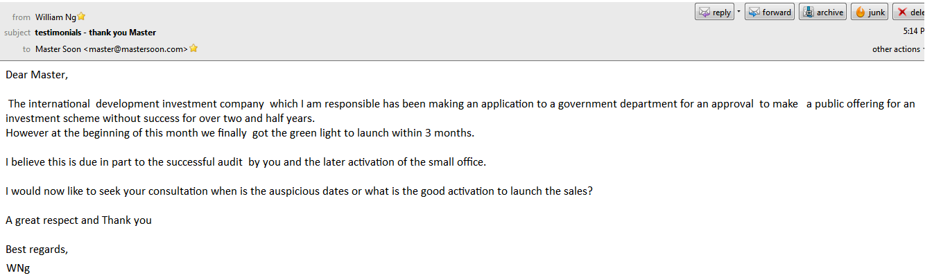 Testimonial -William Ng  dated 21 July 2011