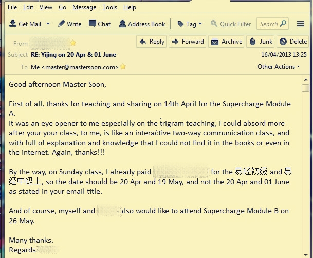 Testimonial of a couple who attended Module A on 14 Apr 2013