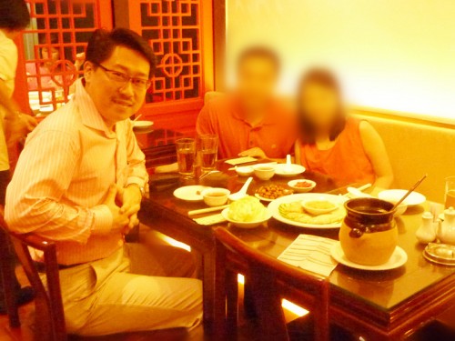 I was having Chinese New Year meal with Mr & Mrs Wong in Singapore on 16 Feb 2013